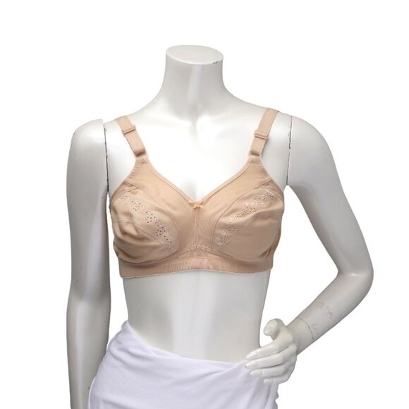 WonderBra Full Support Wire Free Bra Stretch Eyelet Bow Neutral Beige 36C NEW - Picture 3 of 15
